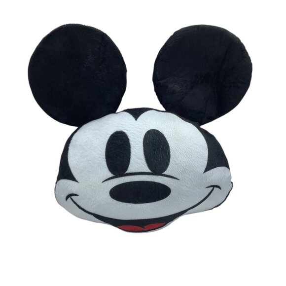 Disney Mickey Mouse Head Plush Pillow Black & White 13" Stuffed Home Decor - Picture 1 of 5